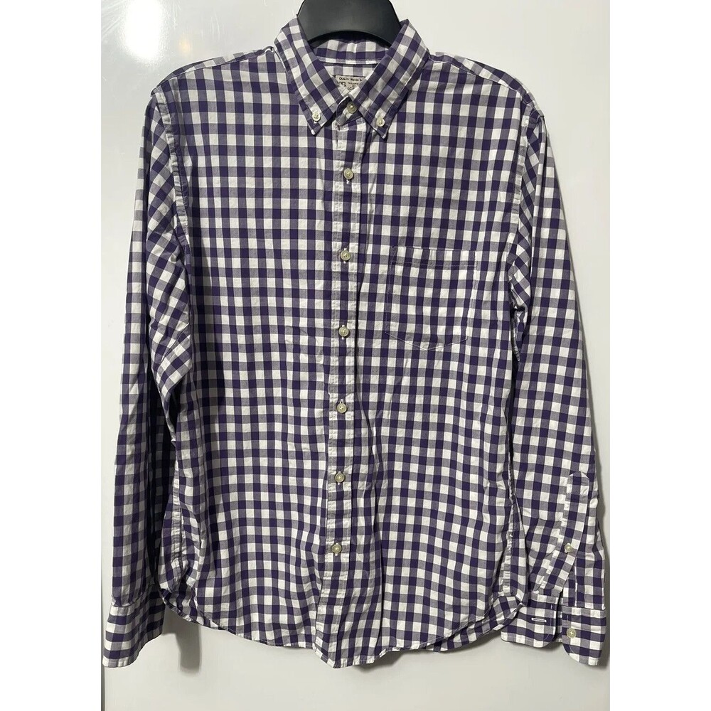 Tailored by J. Crew Purple & White Check Button Down Shirt men’s size medium